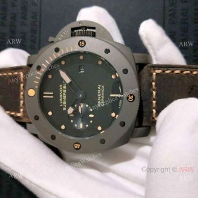 Copy Panerai luminor submersible Brown Leather Bracelet - Chocolate Case